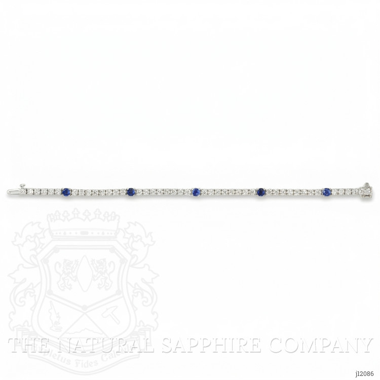 1.30 Ct.Tw. Blue Sapphire and Natural Diamond Halo Bracelet, 14K White Gold