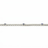 1.30&nbsp;Ct.Tw.Total Carat Weight Blue Sapphire and Natural Diamond Halo Bracelet, 14K White Gold Image