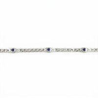 1.30&nbsp;Ct.Tw.Total Carat Weight Blue Sapphire and Natural Diamond Halo Bracelet, 14K White Gold Image