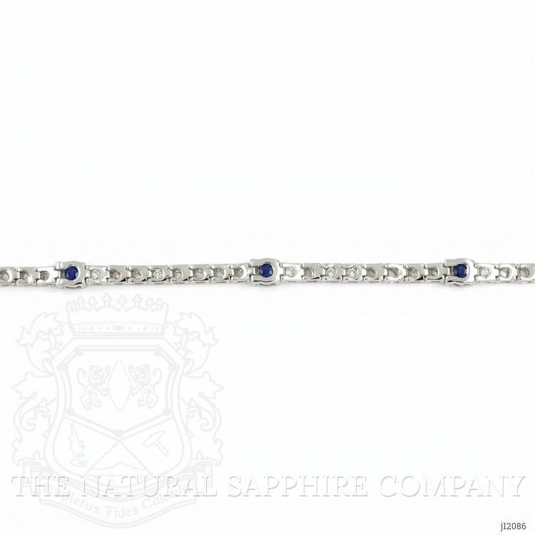 1.30 Ct.Tw. Blue Sapphire and Natural Diamond Halo Bracelet, 14K White Gold