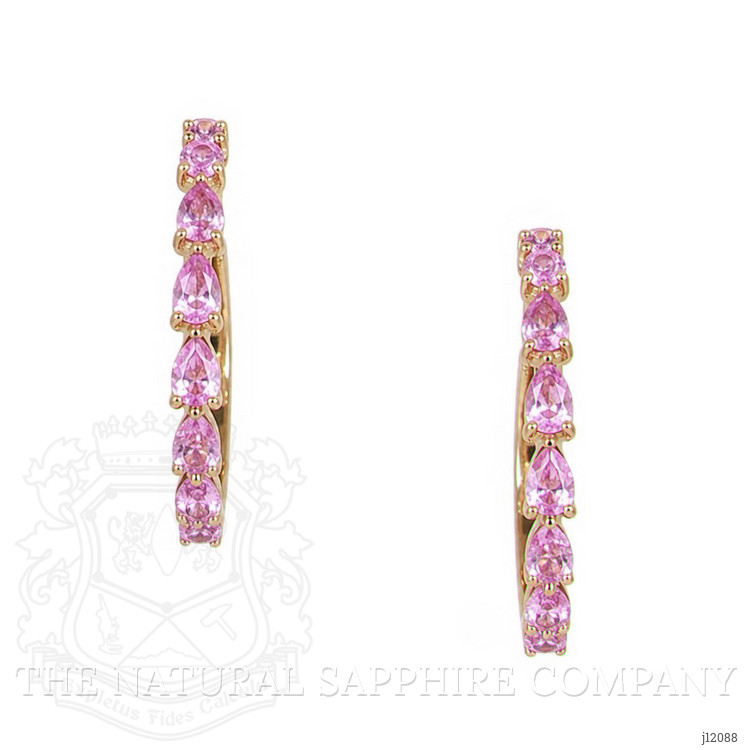 1.68 Ct.Tw. Pink Sapphire Hoops Earrings, 14K Yellow Gold