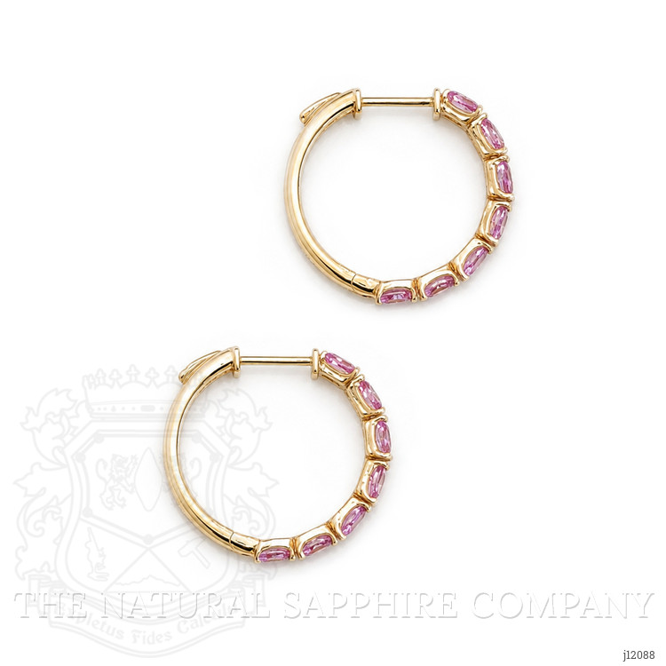 1.68 Ct.Tw. Pink Sapphire Hoops Earrings, 14K Yellow Gold