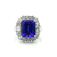 5.12 Ct. Violet Tanzanite and Natural Diamond Pave Ring, 18K White Gold Video