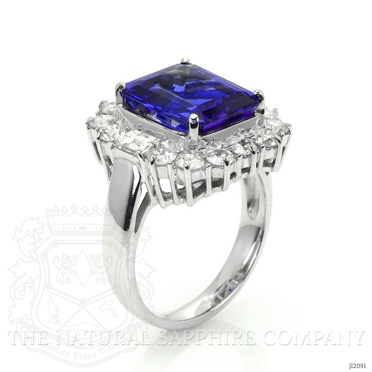 5.12 Ct. Violet Tanzanite and Natural Diamond Pave Ring, 18K White Gold