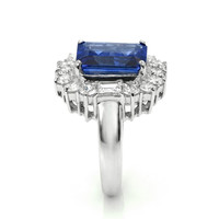 5.12 Ct. Violet Tanzanite and Natural Diamond Pave Ring, 18K White Gold Image