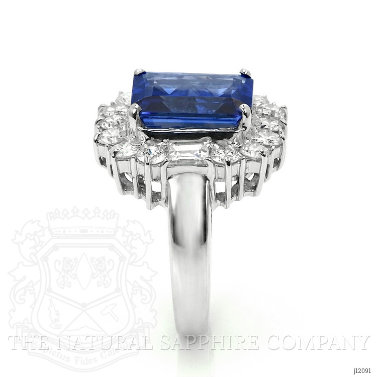 5.12 Ct. Violet Tanzanite and Natural Diamond Pave Ring, 18K White Gold