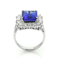 5.12 Ct. Violet Tanzanite and Natural Diamond Pave Ring, 18K White Gold Image