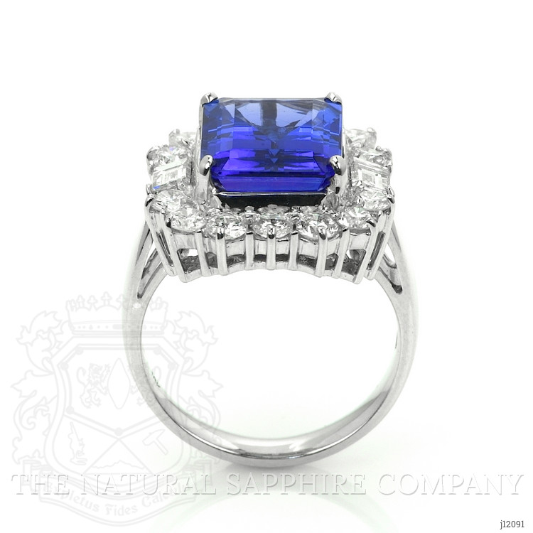 5.12 Ct. Violet Tanzanite and Natural Diamond Pave Ring, 18K White Gold