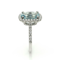 3.00 Ct. Blue Aquamarine and Natural Diamond Pave Ring, 18K White Gold Image