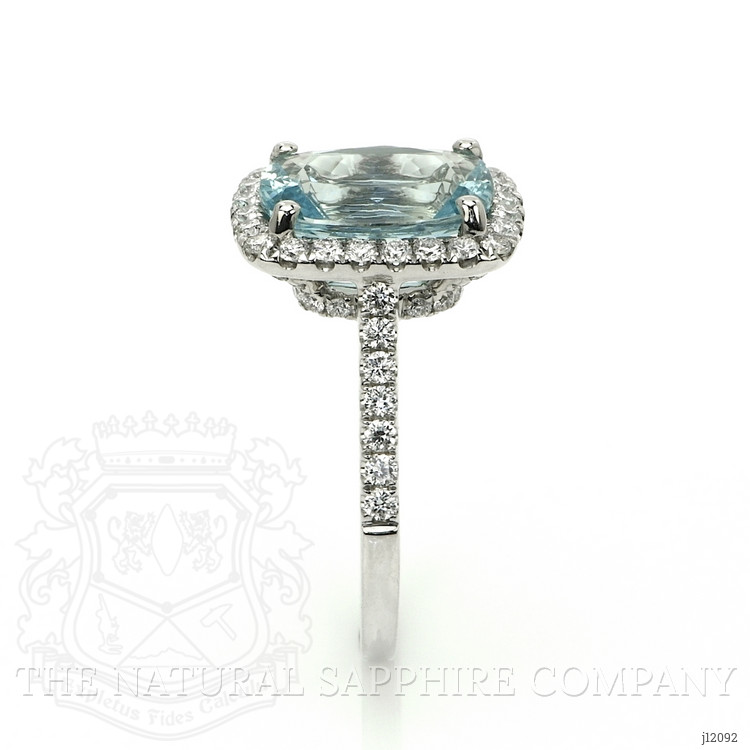 3.00 Ct. Blue Aquamarine and Natural Diamond Pave Ring, 18K White Gold