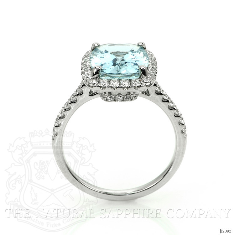3.00 Ct. Blue Aquamarine and Natural Diamond Pave Ring, 18K White Gold