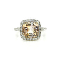 4.18 Ct. Padparadscha Sapphire and Natural Diamond Pave Ring, 18K White Gold Video