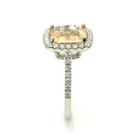 4.18 Ct. Padparadscha Sapphire and Natural Diamond Pave Ring, 18K White Gold Image
