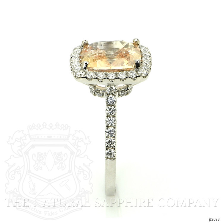 4.18 Ct. Padparadscha Sapphire and Natural Diamond Pave Ring, 18K White Gold