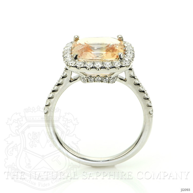 4.18 Ct. Padparadscha Sapphire and Natural Diamond Pave Ring, 18K White Gold