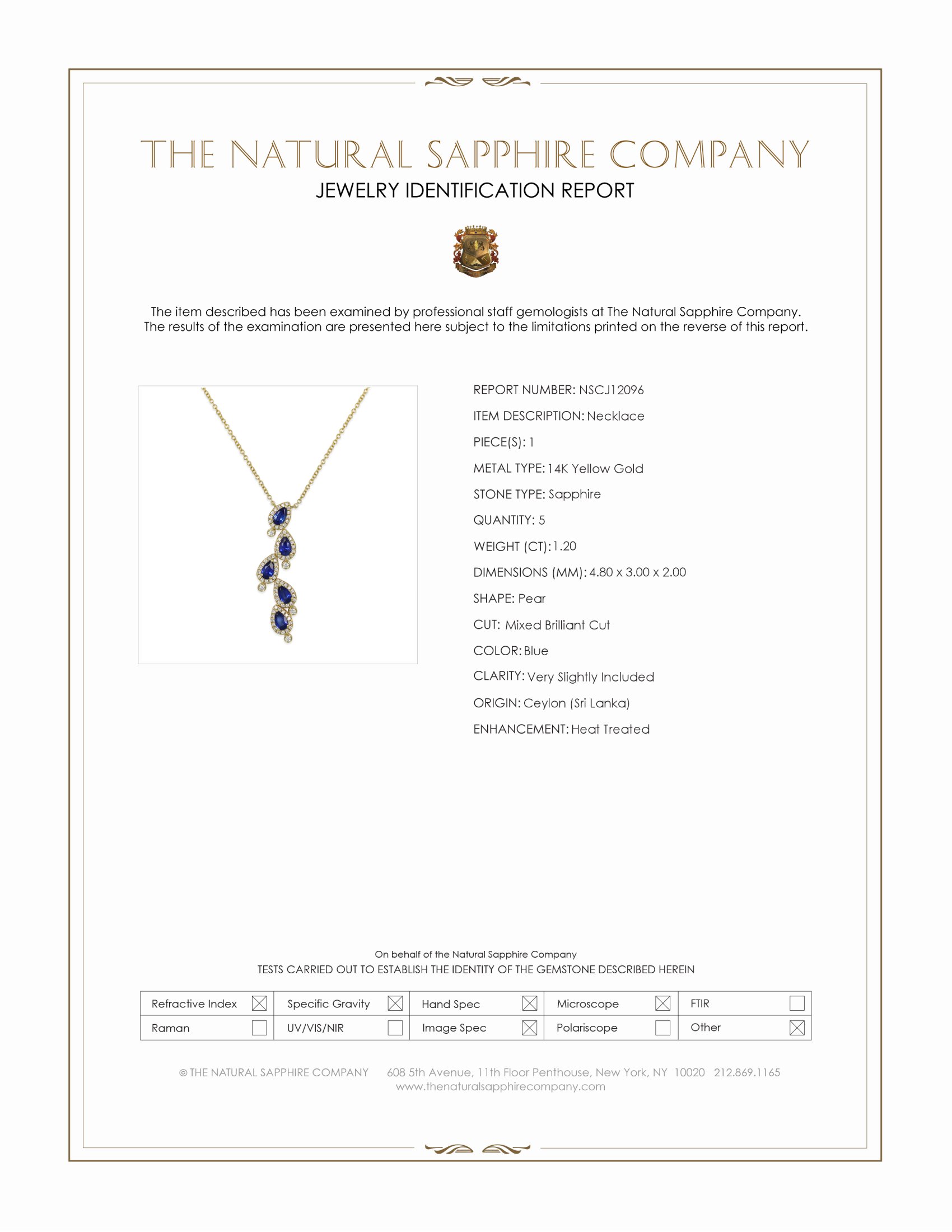 1.20 Ct. Blue Sapphire Halo Necklace, 14K Yellow Gold