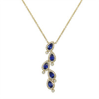 1.20 Ct. Blue Sapphire Halo Necklace, 14K Yellow Gold Video