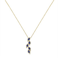 1.20 Ct. Blue Sapphire Halo Necklace, 14K Yellow Gold Image
