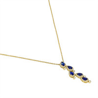 1.20 Ct. Blue Sapphire Halo Necklace, 14K Yellow Gold Image
