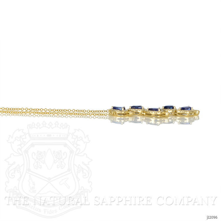 1.20 Ct. Blue Sapphire Halo Necklace, 14K Yellow Gold