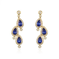 1.60&nbsp;Ct.Tw.Total Carat Weight Blue Sapphire and Natural Diamond Halo Earrings, 14K Yellow Gold Video