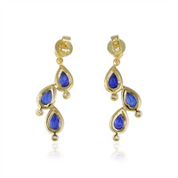 1.60&nbsp;Ct.Tw.Total Carat Weight Blue Sapphire and Natural Diamond Halo Earrings, 14K Yellow Gold Image