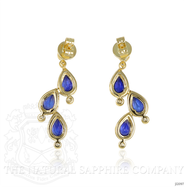 1.60 Ct.Tw. Blue Sapphire and Natural Diamond Halo Earrings, 14K Yellow Gold