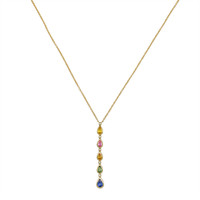 1.70 Ct. Multi Color Sapphire Bezel Necklace, 14K Yellow Gold Image