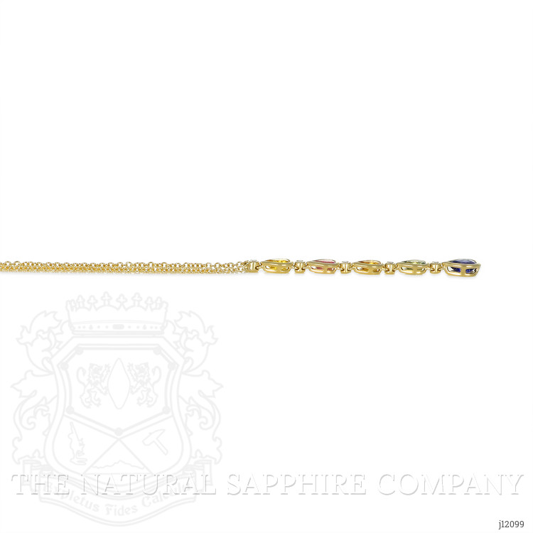1.70 Ct. Multi Color Sapphire Bezel Necklace, 14K Yellow Gold