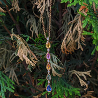 1.70 Ct. Multi Color Sapphire Bezel Necklace, 14K Yellow Gold Life Style