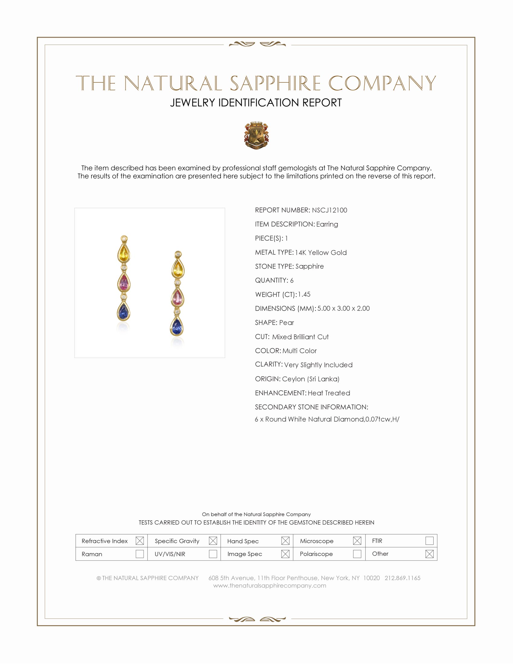 1.45 Ct.Tw. Multi Color Sapphire and Natural Diamond Bezel Earrings, 14K Yellow Gold