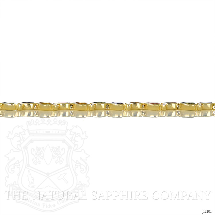 7.59 Ct.Tw. Multi Color Sapphire and Natural Diamond Bezel Bracelet, 14K Yellow Gold
