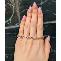 7.59&nbsp;Ct.Tw.Total Carat Weight Multi Color Sapphire and Natural Diamond Bezel Bracelet, 14K Yellow Gold Life Style