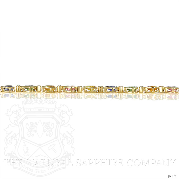 5.53 Ct.Tw. Multi Color Sapphire and Natural Diamond Bezel Bracelet, 14K Yellow Gold