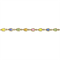 5.53&nbsp;Ct.Tw.Total Carat Weight Multi Color Sapphire and Natural Diamond Bezel Bracelet, 14K Yellow Gold Image