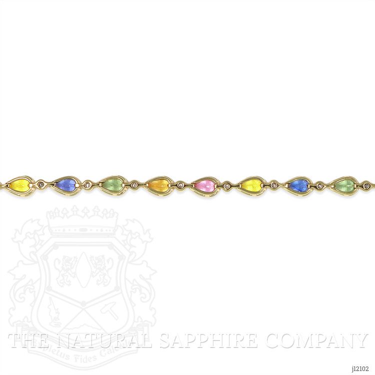 5.53 Ct.Tw. Multi Color Sapphire and Natural Diamond Bezel Bracelet, 14K Yellow Gold