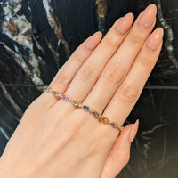 5.53&nbsp;Ct.Tw.Total Carat Weight Multi Color Sapphire and Natural Diamond Bezel Bracelet, 14K Yellow Gold Life Style