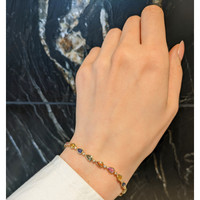 5.53&nbsp;Ct.Tw.Total Carat Weight Multi Color Sapphire and Natural Diamond Bezel Bracelet, 14K Yellow Gold Life Style
