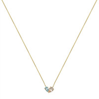 1.07 Ct.Tw.Total Carat Weight Peach Morganite and Blue Aquamarine Multi Stone Necklace, 14K Yellow Gold Image