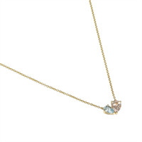 1.07 Ct.Tw.Total Carat Weight Peach Morganite and Blue Aquamarine Multi Stone Necklace, 14K Yellow Gold Image