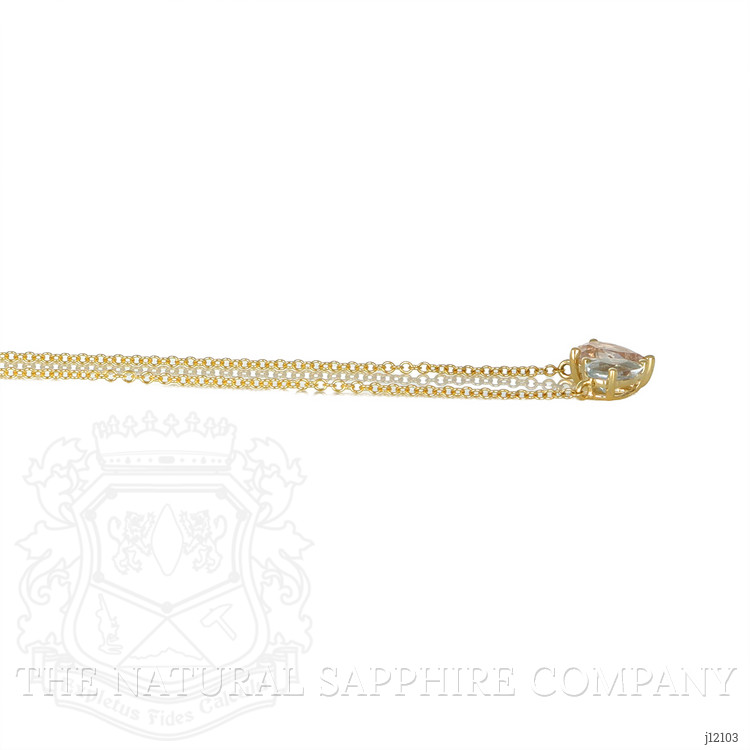1.07 Ct.Tw. Peach Morganite and Blue Aquamarine Multi Stone Necklace, 14K Yellow Gold