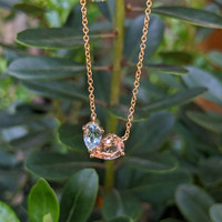 1.07&nbsp;Ct.Tw.Total Carat Weight Peach Morganite and Blue Aquamarine Multi Stone Necklace, 14K Yellow Gold Life Style