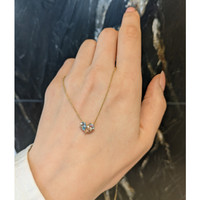 1.07&nbsp;Ct.Tw.Total Carat Weight Peach Morganite and Blue Aquamarine Multi Stone Necklace, 14K Yellow Gold Life Style