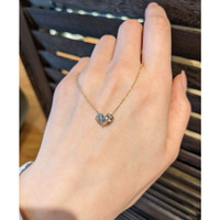 1.07&nbsp;Ct.Tw.Total Carat Weight Peach Morganite and Blue Aquamarine Multi Stone Necklace, 14K Yellow Gold Life Style