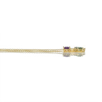 1.38&nbsp;Ct.Tw.Total Carat Weight Purple Amethyst, Green Prasiolite and Natural Diamond Bezel Necklace, 14K Yellow Gold Image