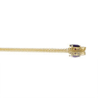 0.90 Ct. Purple Amethyst and Natural Diamond Bezel Necklace, 14K Yellow Gold Image