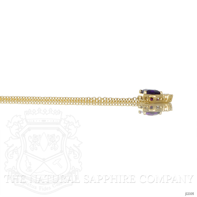 0.90 Ct. Purple Amethyst and Natural Diamond Bezel Necklace, 14K Yellow Gold