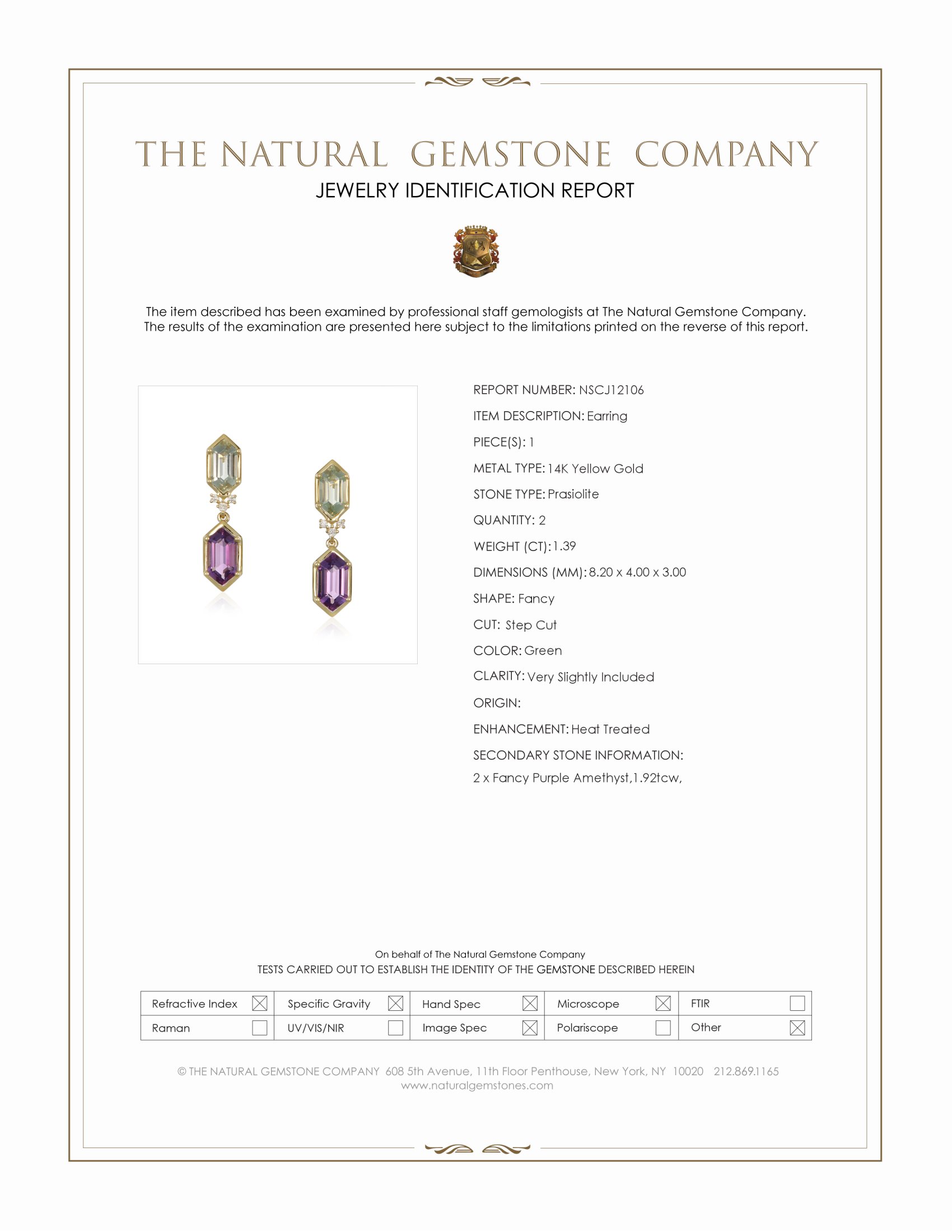 3.31 Ct.Tw. Purple Amethyst and Green Prasiolite Pave Earrings, 14K Yellow Gold
