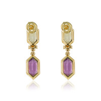 3.31&nbsp;Ct.Tw.Total Carat Weight Purple Amethyst and Green Prasiolite Pave Earrings, 14K Yellow Gold Image