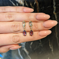 3.31 Ct.Tw.Total Carat Weight Purple Amethyst and Green Prasiolite Pave Earrings, 14K Yellow Gold Life Style